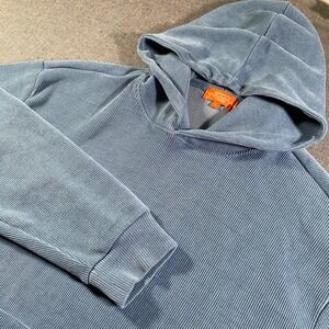 NEGATIVE SPACE Men's Ribbed Textured Pullover Hoodie Blue Size Large Sweatshirt